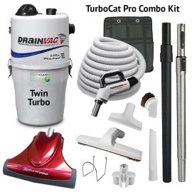 Drainvac Twin Turbo Central Vacuum & TurboCat Pro Combo Kit  